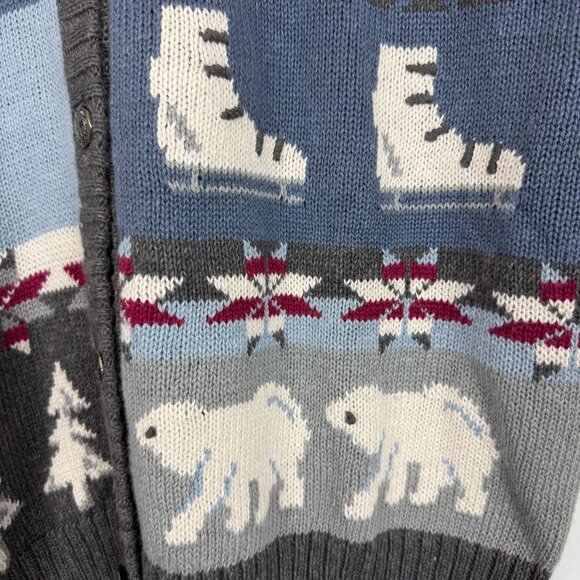 Northern Reflections Knit Cardigan Sweater XL Fair Isle Nordic Polar Bear Skater - Picture 12 of 12